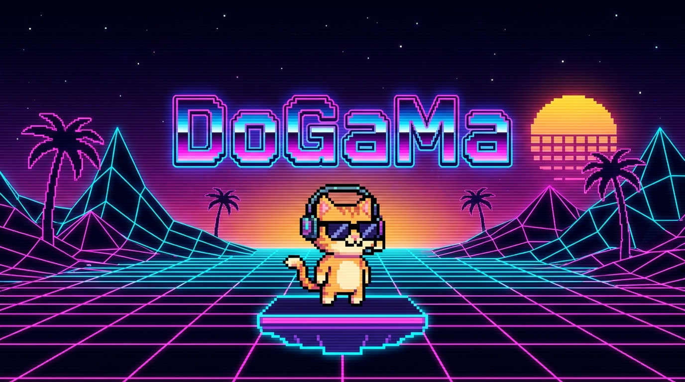 DoGaMa synthwave banner